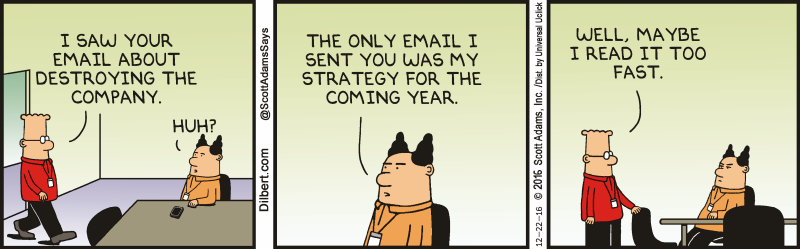 Funny Dilbert Comic about Corporate Strategy! Funny Dilbert Comic about Corporate Strategy!